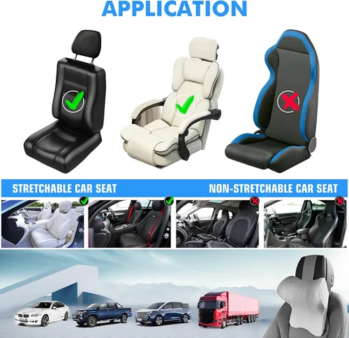 Vista 27 de Almohada para el Cuello del Asiento de Coche para Conducir, Almohada de Reposacabezas de Espuma Viscoelástica Suave con Correa Ajustable y Funda