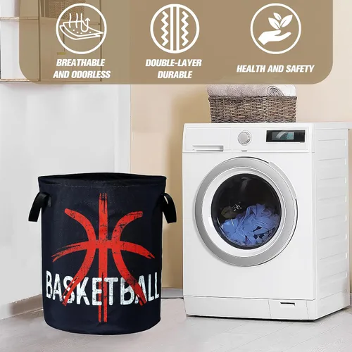 Vista 7 de Cesta de lavandería de baloncesto cesta de pelota plegable de tela Oxford divertida bolsa de lona cesta de almacenamiento de ropa organizador