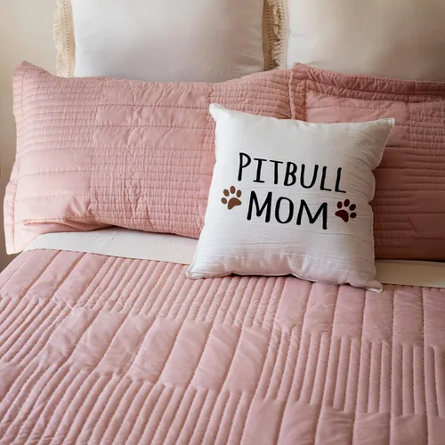Vista 5 de 3dRose pc_154172_1 Funda de almohada Pitbull Dog Mom Doggie x Breed Brown Muddy Paw Prints Doggy Lover Proud Pet Owner Mama Love, 16 x 16 pulgadas