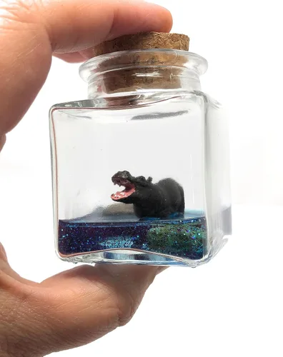 Vista 2 de Mini hipopótamo para mascotas con certificado marrón de adopción hipopótamo pigmeo hecho a mano en EE. UU. Fish Belli