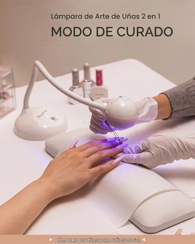 Vista 4 de MelodySusie - Lámpara de uñas de cuello de cisne 360° 2 en 1 S-Pro09M para trabajos de detalle 60s Timer, 2000mAh Battery, 6h Runtime, One-Touch