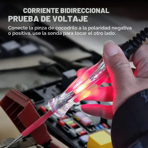 Vista 6 de Probador de circuito automotriz de bombilla LED premium, luz de prueba de 6-24 V con cable de resorte extendido de PU de 135 pulgadas, probador