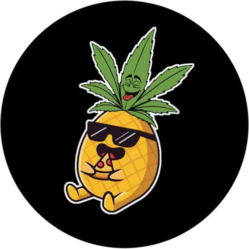 Vista 3 de Maceta de marihuana divertida para pizza con hojas de cannabis, agarre para teléfono celular, PopSockets intercambiables PopGrip