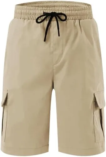 Vista 5 de PIDOGYM Men Cargo Shorts with Drawstring Durable 6 Pocket Outdoor Work Shorts, Relaxed Fit Cotton Tactical Hiking Half Pants