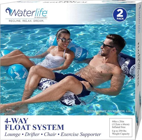Vista 6 de Waterlife 4-in-1 Pool Hammock 4-Pack, Inflatable Pool Chair Float, Water (Saddle, Lounge Chair, Drifter)