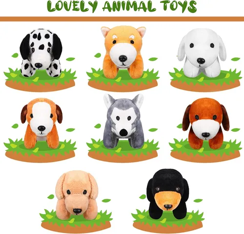 Vista 4 de Sumind 8 piezas de perros de Navidad de peluche, surtido a granel de lindos perritos de peluche de 5 pulgadas, pequeño animal para Navidad