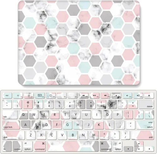 Vista 9 de IVY Funda de mármol geométrica para MacBook Air M2 (Modelos: A2681) Carcasa rígida con cubierta de teclado - A