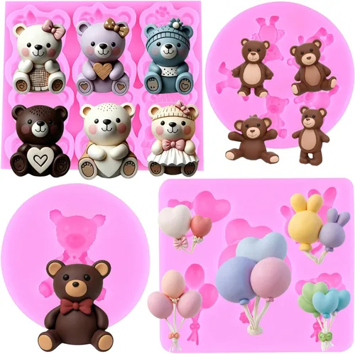 Vista 14 de Zixiang Molde de fondant de perlas 3D, molde de silicona para fondant, bolas de perlas semiesferas, moldes de chocolate para oso de peluche