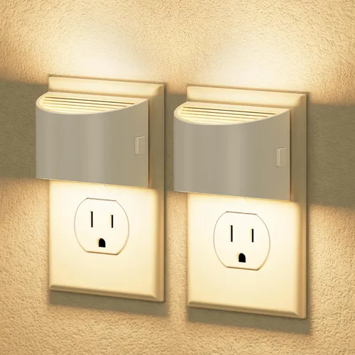 Vista 16 de JandCase Luz nocturna, luces nocturnas automáticas enchufables a la pared, paquete de 2 luces nocturnas modernas con sensor de luz automática, luz