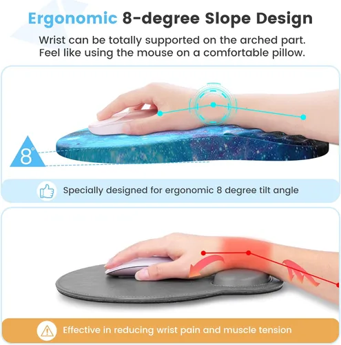 Vista 2 de HAOCOO Alfombrilla de Mouse Ergonómica con Reposamuñecas, Juego de 3 Alfombrillas de Mouse para Computadora, Set de Alfombrillas de Mouse de Espuma