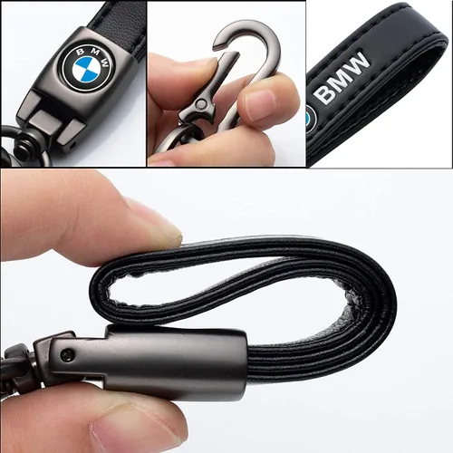 Vista 4 de NUDAM Llavero negro de cuero genuino compatible con BMW X1 X3 X5 X6 Z4 X6 X7 M Series 1 3 5 6 Series Llavero para hombres y mujeres