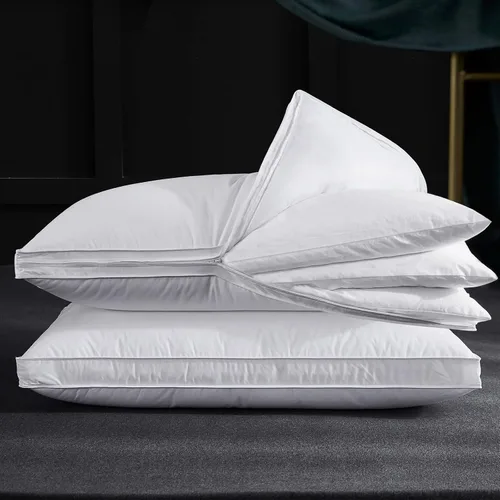 Vista 9 de Three Geese Almohada de plumas de ganso de capa ajustable, almohada de cama ensamblable, funda 100% algodón orgánico suave, buena para dormir boca
