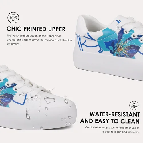 Vista 2 de JABASIC Zapatos deportivos de plataforma con cordones y estampado floral para mujer