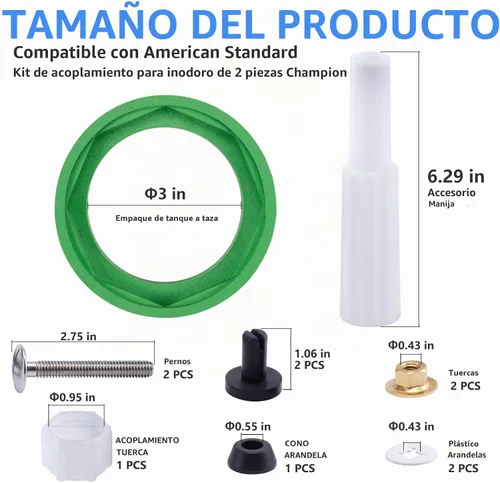 Vista 5 de Kit de junta de tanque a tazón de inodoro RAINGOWN para estándar americano, parte de inodoro Champion 4 AS738756-0070A, kit de reemplazo de tanque