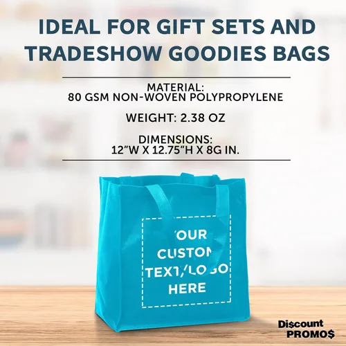 Vista 5 de DISCOUNT PROMOS Juego de 10/50/100 bolsas de tela reutilizables personalizadas, paquete a granel personalizado, plegable, lavable, bolsa de compra