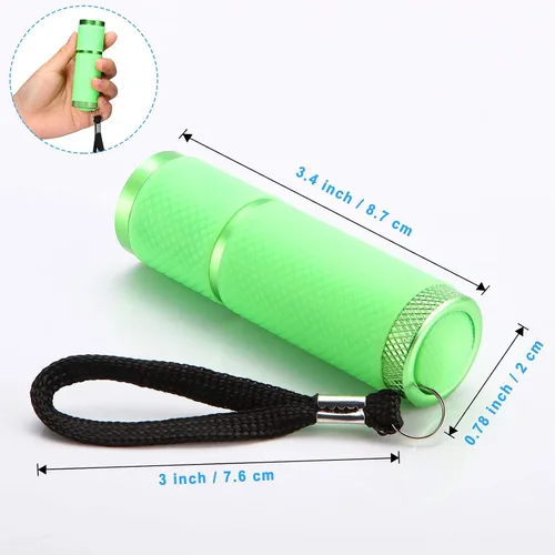 Vista 4 de Mudder Juego de 4 linternas que brillan en la oscuridad, 9 mini linternas LED recubiertas de goma con asa, linterna portátil LED de aluminio