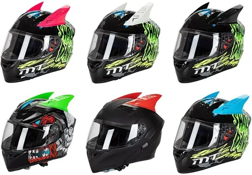 Vista 3 de SEADEAR Cuernos de casco, un par de cascos de motocicleta decorados con cuernos, estilo punk, cuernos decorativos, casco de motocicleta, accesorios
