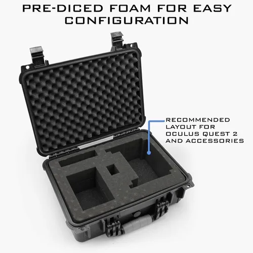 Vista 3 de CASEMATIX Waterproof Travel Case Compatible with VR Gaming Headset & Accessories - 16" Hard Shell Crushproof & Lockable Case Storage with