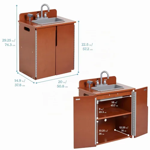 Vista 2 de ECR4Kids Fregadero de cocina para niños, de madera, nogal oscuro