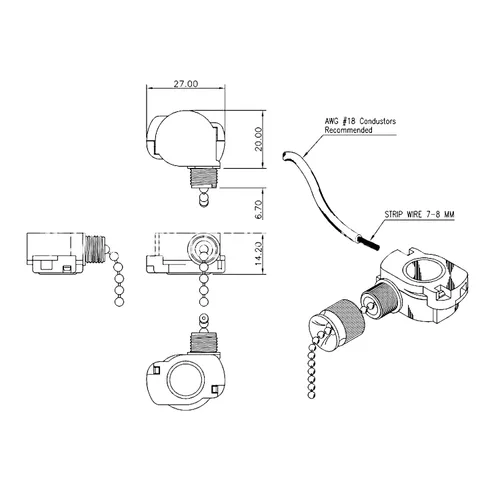 Vista 3 de 2 interruptores de luz para ventilador de techo, interruptor de lámpara de ventilador E87438 con cadena de cuentas de 11 pulgadas, encendido