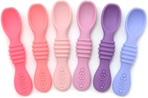 Vista 12 de PrimaStella Juego de cucharas masticables de silicona para bebés y niños pequeños, seguridad probada, sin BPA, apta para microondas, lavavajillas