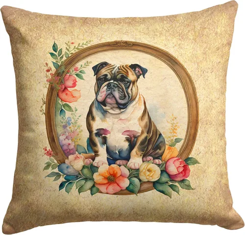 Vista 103 de Caroline's Treasures DAC2072PW1414 Affenpinscher and Flowers - Almohada decorativa de tela, lavable a máquina, para interiores y exteriores
