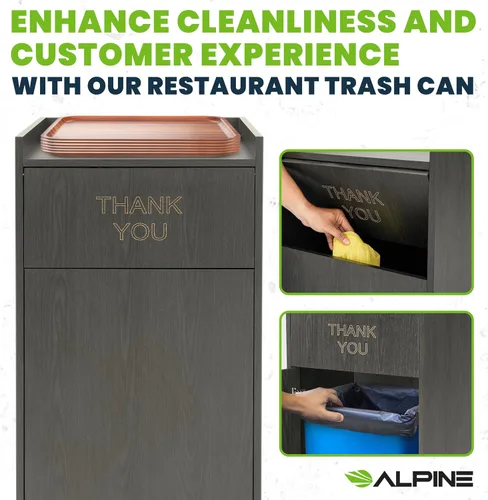 Vista 7 de Alpine Gabinete de Bote de Basura para Restaurante - Bote de Basura Comercial de 40 Galones, Receptáculo de Basura Interior con Soporte para Bandeja