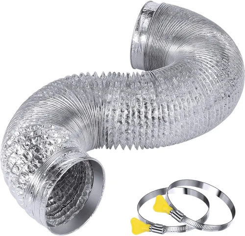 Vista 7 de Manguera de ducto de ventilación de secadora flexible de 4" de servicio pesado para espacio reducido de 3 pies, kit de ductos de papel de aluminio
