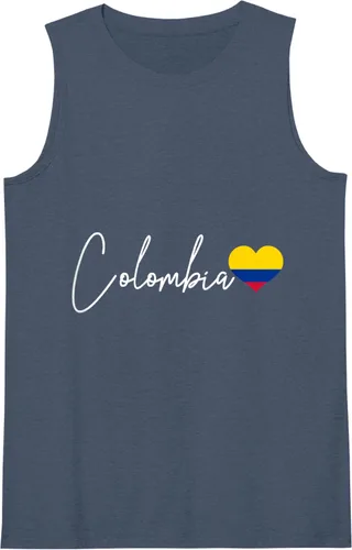 Vista 4 de Camiseta sin mangas con la bandera colombiana del orgullo del corazón de Colombia, Negro