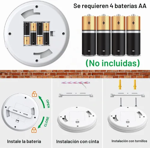 Vista 5 de Luces LED de armario con sensor de movimiento para interiores, funciona con pilas, 210LM 6000K, blanco frío para lavandería, escalera, pasillo
