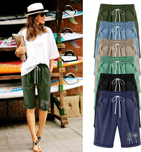 Vista 3 de Rvidbe Pantalones cortos deportivos para mujer, pantalones cortos cómodos de verano para la playa, pantalones cortos casuales con cintura elástica