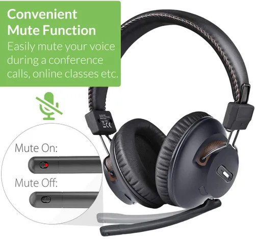 Vista 7 de Avantree C519M - Auriculares Bluetooth con micrófono para PS5 e interruptor, auriculares inalámbricos con adaptador USB C para PC y laptop, baja