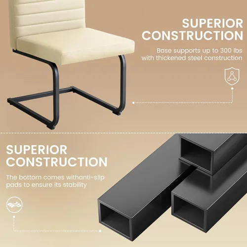 Vista 5 de Furniliving - Juego de 2 sillas de comedor modernas tapizadas de tela técnica con patas de acero, respaldo alto, sillas sin brazos para comedor