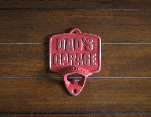 Vista 4 de Dad's Garage Wall Mounted Beer Bottle Opener Colonial Red or Pick Color Cast Iron