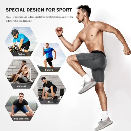 Vista 6 de Niksa Pantalones cortos de compresión para hombre, paquete de 23, ropa interior de compresión para hombre, pantalones cortos atléticos, pantalones