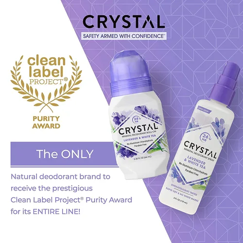 Vista 5 de CRYSTAL - Desodorante mineral Roll-On, lavanda y té blanco, 2.25 onzas (paquete de 5) SG_B002F8I8VS_US