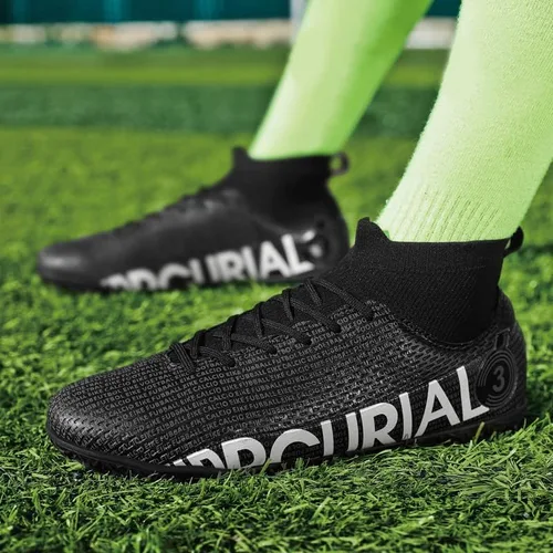 Vista 2 de zcdyn Zapatos de fútbol unisex para niños grandes Fgag de caña alta con picos de fútbol para jóvenes, entrenamiento profesional, césped, botas