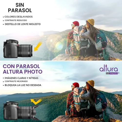 Vista 3 de Altura Photo 58 mm Parasol de objetivo de tulipán para cámaras Canon EOS 77D 80D 90D Rebel T8i T7 T7i T6i T6s T6 SL2 SL3 DSLR con lentes Canon EF-S