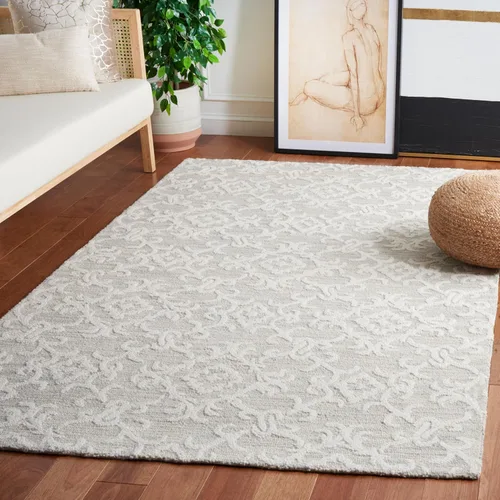 Vista 18 de SAFAVIEH Blossom Collection BLM104A - Alfombra decorativa de lana de alta calidad, hecha a mano, 2 x 3 pies, color gris/marfil