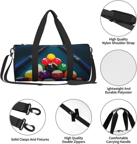 Vista 6 de CARRDKDK Bolsa cilíndrica de viaje de gran capacidad, bonita bolsa de deporte de gimnasio que puede sostener zapatos para mujeres y hombres, bolsa
