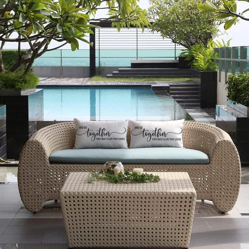Vista 6 de Ogiselestyle Fundas de almohada de granja con frase "Together They Built a Life They Loved Quote de 12 x 20 pulgadas, fundas de almohada lumbares