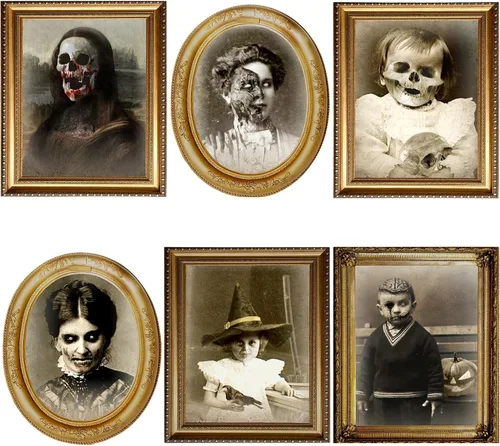 Vista 9 de Tuanse Decoraciones de Halloween para interiores 3D con imágenes cambiantes de rostro, retratos aterradores, portarretratos espeluznantes