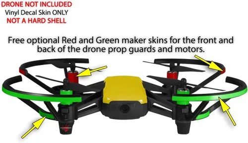 Vista 3 de Skin Decal Wrap 2 Pack para DJI Ryze Tello Drone Solids Collection Yellow Drone No Incluido