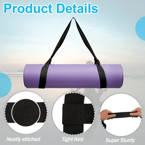 Vista 3 de Deekin 4 correas para esterilla de yoga para llevar esterilla de yoga, soporte ajustable grueso para ejercicio, banda de estiramiento de algodón