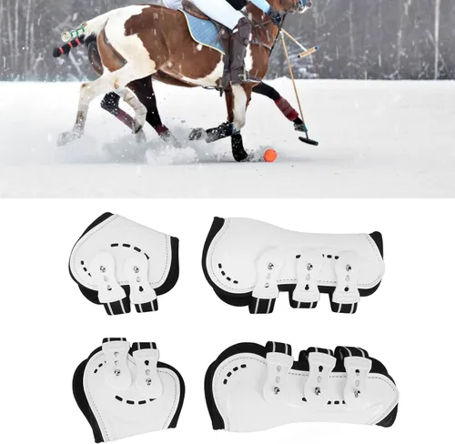Vista 2 de Zerodis 4 botas de caballo, botas de tendón de caballo con frente abierto, botas ajustables y ligeras para pierna de caballo con correas de hebilla