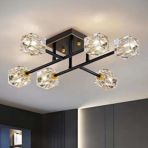 Vista 12 de Modern Ceiling Light Fixture with 13-Lights,Gold Semi Flush Mount Ceiling Light,Crystal Sputnik Chandeleirs,Modern Ceiling Lights for Living