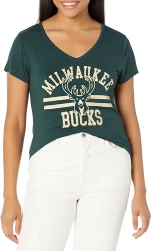 Vista 44 de Ultra Game Camiseta de mujer NBA Oficial con cuello en V y strass de manga corta