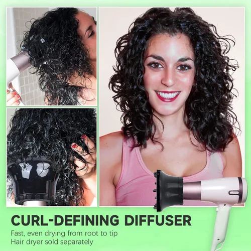 Vista 4 de Accesorio difusor universal de pelo, secador de pelo difusor, difusor profesional para cabello rizado natural ondulado, ajustable de 1.4 a 2.6
