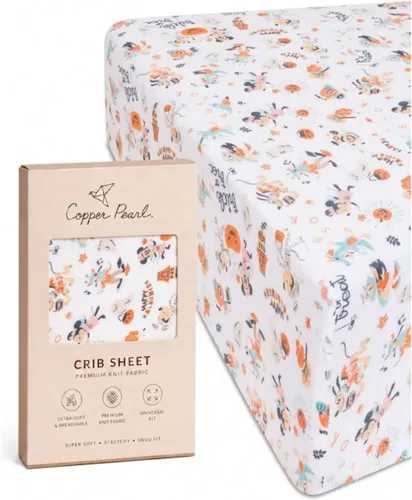 Vista 123 de Copper Pearl: Sábanas de punto prémium para cuna de bebé para niños y niñas, transpirables y suaves, sábanas ajustables para colchones estándar