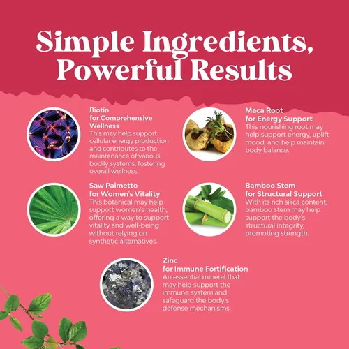 Vista 4 de Paquete de suplemento de palma enana americana y resveratrol para mujer, cápsulas de extracto de palma enana americana con raíz de maca y biotina